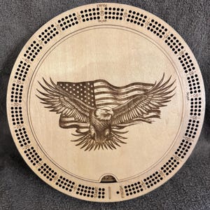 Cribbage board, customizable, 3 player, laser engraved