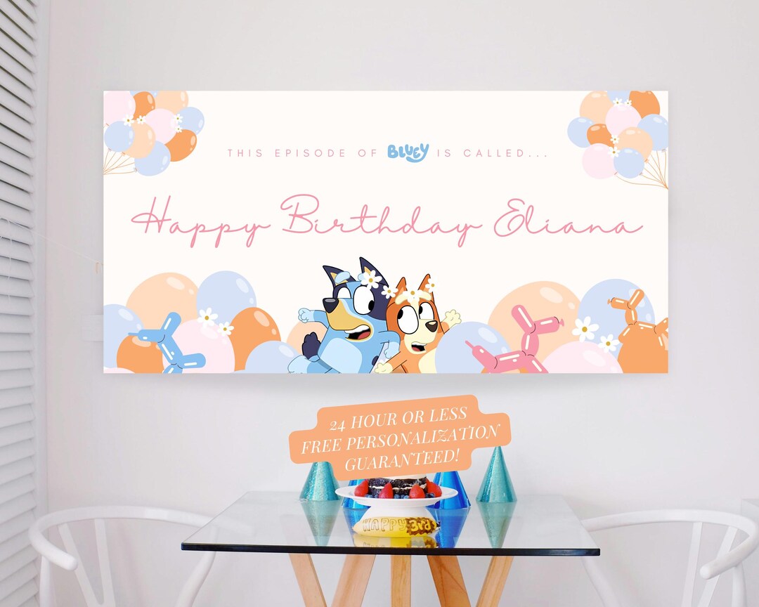 Bluey Birthday Banner Bluey Birthday Decorations Printable Happy ...
