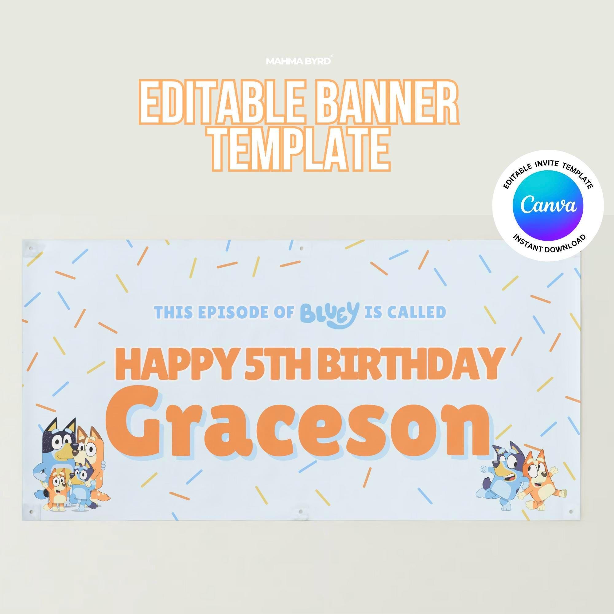 Bluey Birthday Banner Bluey Birthday Banner Printable Happy Birthday ...