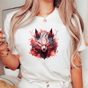 White Fox T-Shirt | Japanese Fox Tshirt | White Fox | Japanese Tshirt | Anime Tshirt | Fox Shirt | Japanese Streetwear | Anime Fox Tshirt