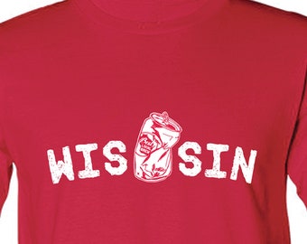 Wis "can" sin, T-shirt, Unisex, Wisconsin, Red, Badgers