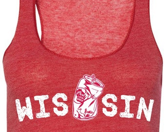 Wis &quot;can&quot; sin, Tank, Ladies&#39;, Wisconsin, Red, Badgers