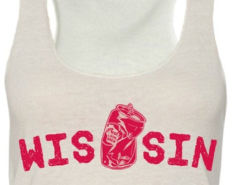 Wis "can" sin, Tank, Ladies', Wisconsin, White, Badgers