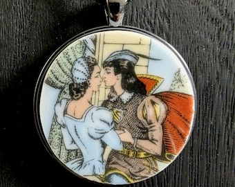 Romeo and Juliet - Upcycled Plate Necklace