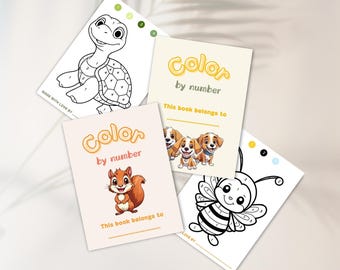 Animals Color by Number Book | Kids Printable Activity (Digital Download)