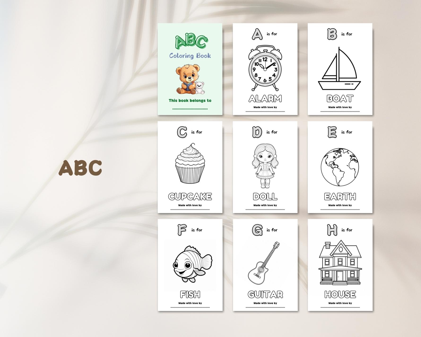 ABC and 123 Coloring Book Set | Printable PDF - Etsy