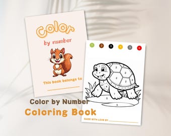 Animals Color by Number | Kids Printable Coloring Book (Digital Download)