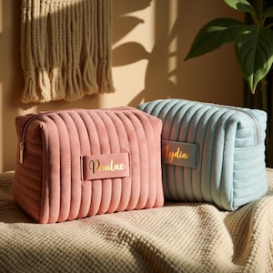 Cadeaux personnalisés, Trousse de maquillage monogramme, Cadeau de Noël, Trousse de toilette en velours, Cadeaux de demoiselle d'honneur