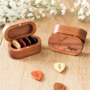 Personalized Design Guitar Pick & Box, Custom Guitar Pick Holder, Guitar Accessories for Music Lover Gifts, Christmas Gifts For Dad