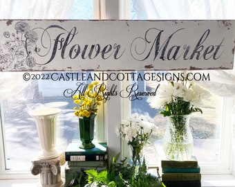 Flower Market • Hand Painted on Cedar Wood • Original Design • Castle and Cottage Signs