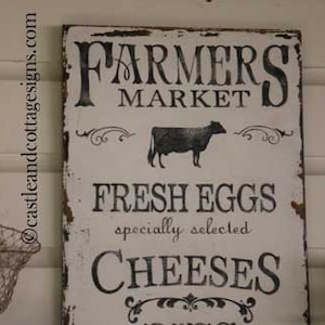 Farmhouse vintage Farmers Market sign handpainted Original Design image 3