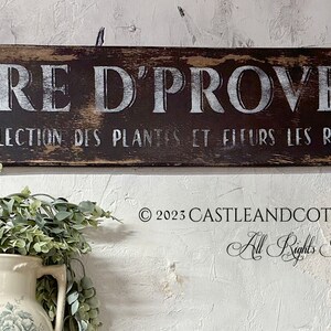 Flore d'Provence Flora of Provence Vintage French Flower Sign OOAK Castle & Cottage Signs Hand painted on Cedar wood Artist signed image 2