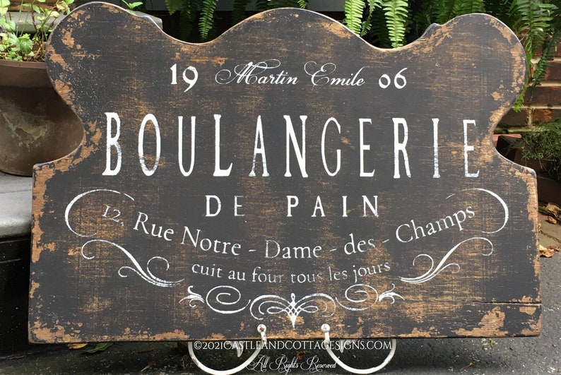 French Country Boulangerie Sign OOAK Hand Painted Original Design Castle and Cottage Signs image 2