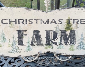 Sale! 20% off  New One of a Kind Country Christmas Tree Farm vintage sign hand painted
