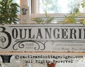 Boulangerie • French Bakery Vintage sign • Handpainted Original design • Castle and Cottage Signs 26x8