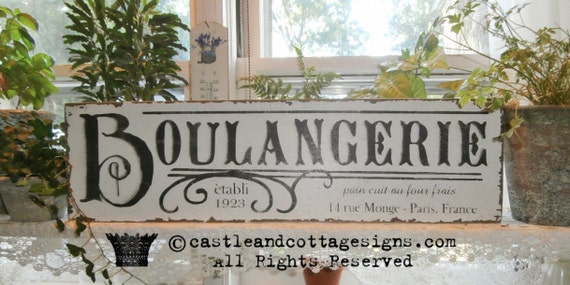 Boulangerie • French Bakery Vintage sign • Handpainted Original design • Castle and Cottage Signs 26x8