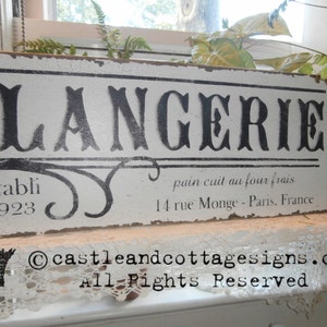 Boulangerie French Bakery Vintage sign Handpainted Original design Castle and Cottage Signs 26x8 image 4