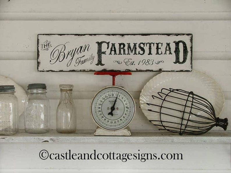 Custom Family sign Vintage Farmstead farmhouse original design image 1