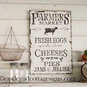 Farmhouse vintage Farmers Market sign handpainted Original Design image 1