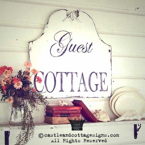 Vintage sign chippy GUEST COTTAGE as seen in Romantic Country Magazine !! Original Design Castle and Cottage Signs