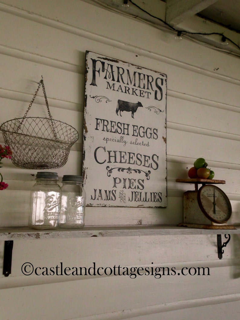 Farmhouse vintage Farmers Market sign handpainted Original Design image 5