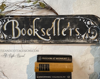 Booksellers • Vintage hand painted sign • Original Design by Castle and Cottage Signs • OOAK
