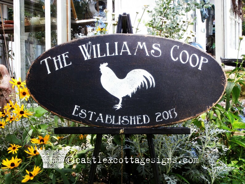 Farmhouse Vintage Chicken Coop sign Personalized with 