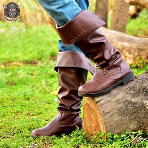 Middeleeuwse vikingschoenen, esthetische renaissanceschoenen voor heren en dames, unieke leren larp piratenlaarzen, ren faire goth-laars voor viking-cosplay