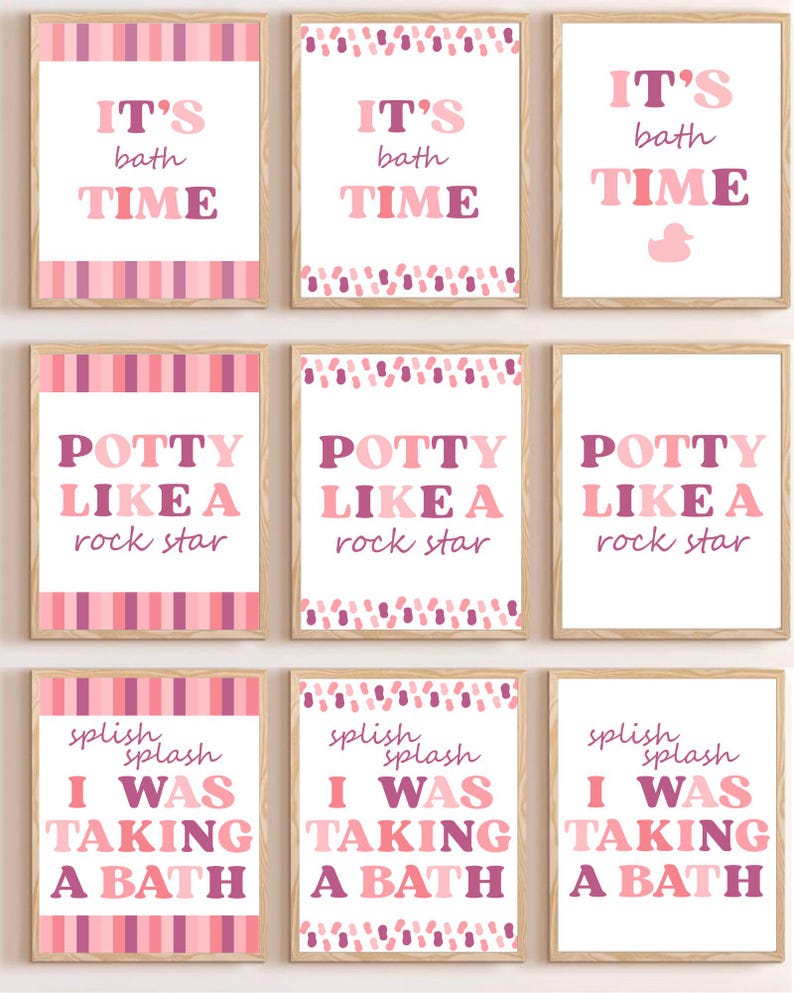 Pink Kids Bathroom Signs - Etsy