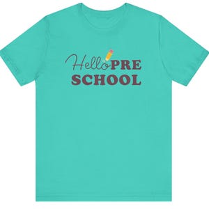 De regreso a la escuela, hola preescolar, primer día de clases, camiseta para niños pequeños, camiseta para niños en edad preescolar, regalo de regreso a la escuela para niños, camiseta de manga corta para jóvenes