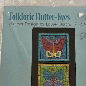 Folkloric Flutter-byes Wall Hanging, Quilt Pattern by Laurel Birch Appliqué Scrap Quilting 17" x 42"