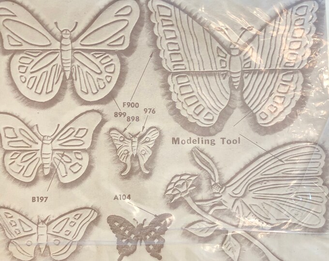 Vintage Craftaid Plastic Template. Butterflies No. 6522. Leathercraft