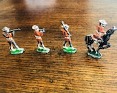 WWI WW1 Vintage Lead Soldiers, Various poses, Bugle Player, Black Horse. Maybe British, Painted with Red Jackets and White Hats.