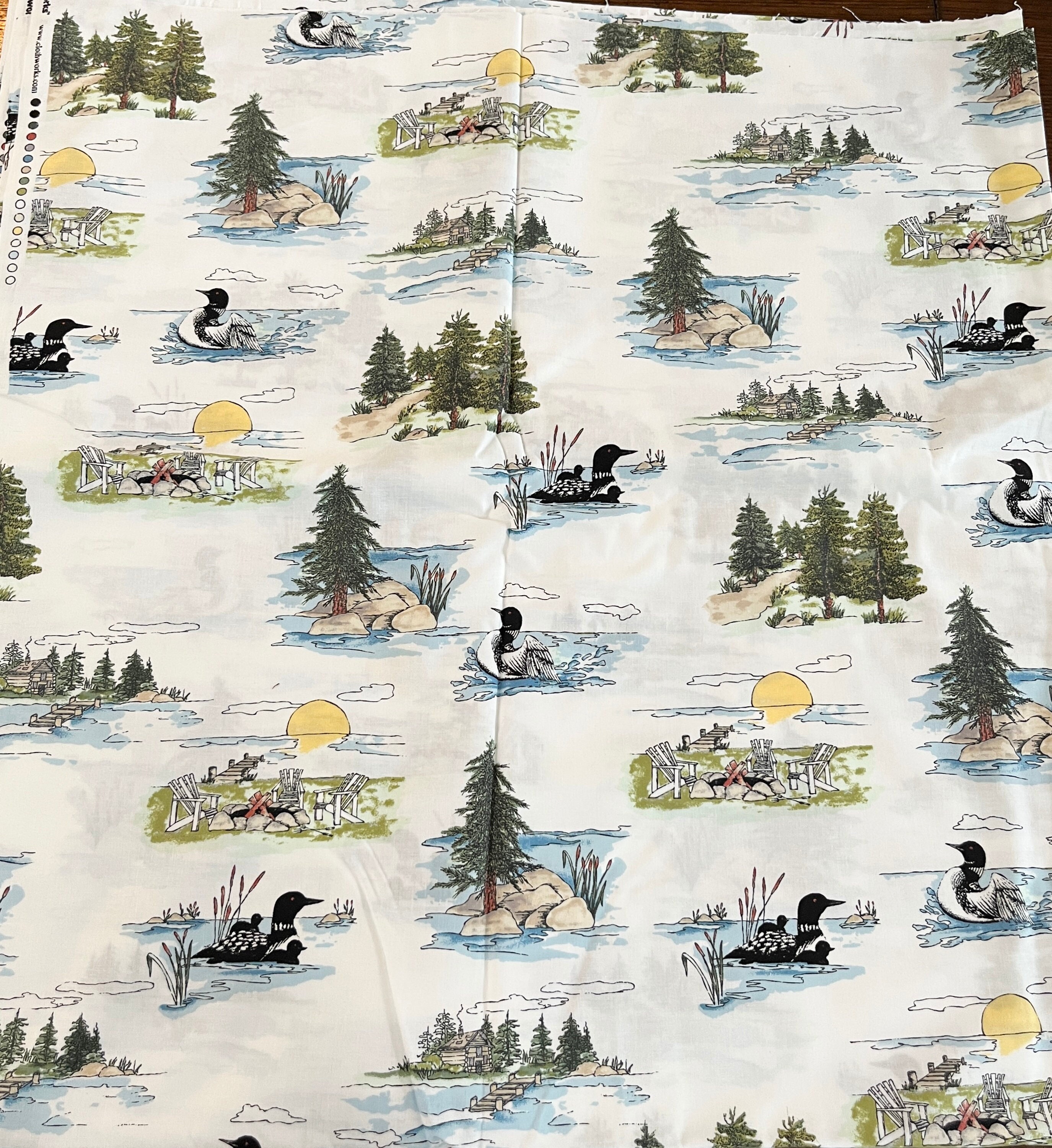 Loon by the Lake Scene Fabric Panel –, Fabric Panels For Quilting Clearance  