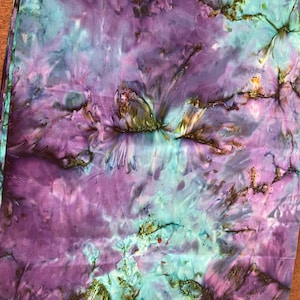 1/2 Yard Hand Dyed Tye Dye Batik Quilting and Sewing Fabric, Purple, Blue, Green Black 100% Cotton Quilt Fabric