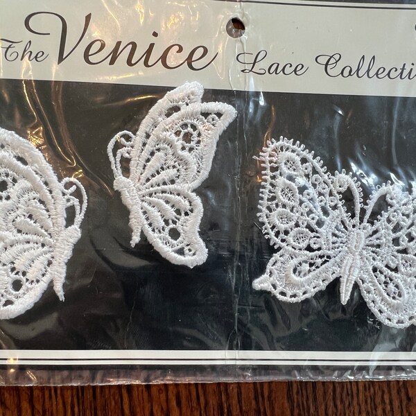 Beautiful Lot of 4 Vintage Bridal Floral Lace AppliquéTrim. Carolace Perfect for Costumes, Collars, Baby Clothes, Journaling, Scrapbook