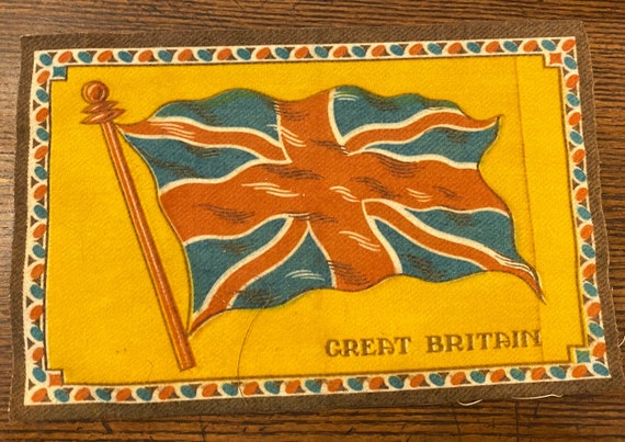 tobacco flannel flags Great Britain Antique Collectible Tobacco, Cigaret Felts, Flags. Flannel  Fabric Country Flag for Sewing, Crafts, Miniature, Dollhouse