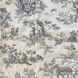 Vintage Black and Cream French Country Farmers. Beautiful Heavier Weight Cotton Fabric for Quilting, Sewing or Crafts. 1 Yard 54" Wide