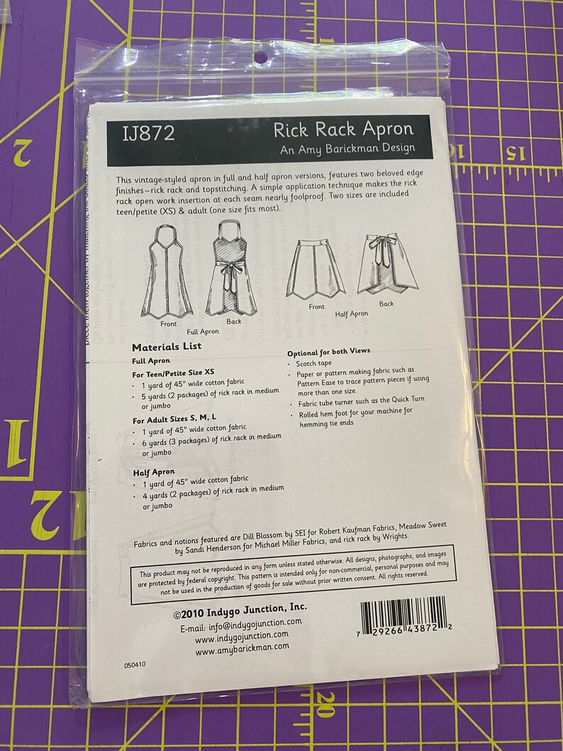 Junction Apron Rick Rack Apron Pattern: Indygo Junction, Full & Half Aprons - Etsy