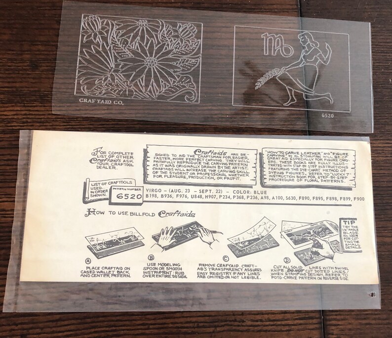 Vintage Craftaid Leather Plastic Template. New England Aster Etsy