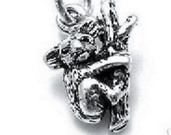 KOALA Bear Sterling Silver Charm -- on Black ribbon