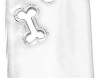 Dog Tag with Cutout Dog Bone Sterling Silver Pendant -- Complimentary Ribbon or Cord