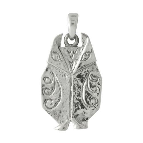Origami Wise Owl Sterling Silver Pendant -- on Black Cord