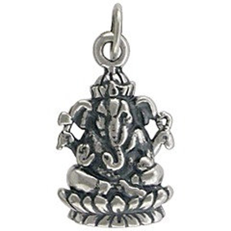Ganesh Sterling Silver Pendant Yoga Jewelry Complimentary Ribbon or Cord image 1