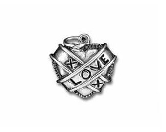 Love Ribbon Heart Sterling Silver Charm -- Complimentary Ribbon or Cord