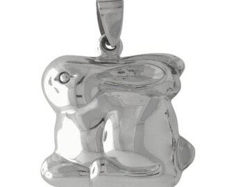 Bunny Rabbit Sterling Silver Pendant -- Complimentary Ribbon or Cord