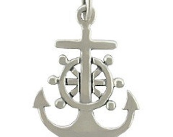 Anchor Sterling Silver Charm -- Complimentary Ribbon or Cord