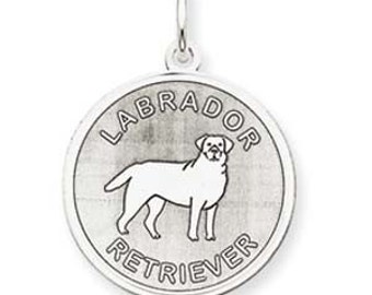 Labrador Retriever Sterling Silver Dog Charm Pendant Dog Tag -- Complimentary Ribbon or Cord