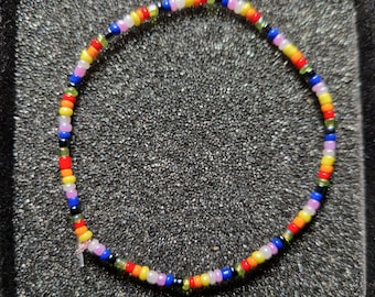 Multicoloured 2mm Glass Micro beaded stretch bracelet