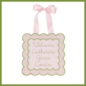 Welcome Baby Sign, Baby Announcement Sign, Baby Embroidered Banner, Baby Hospital Sign, Baby Bassinet Sign, Baby Name Plaque hospital banner
